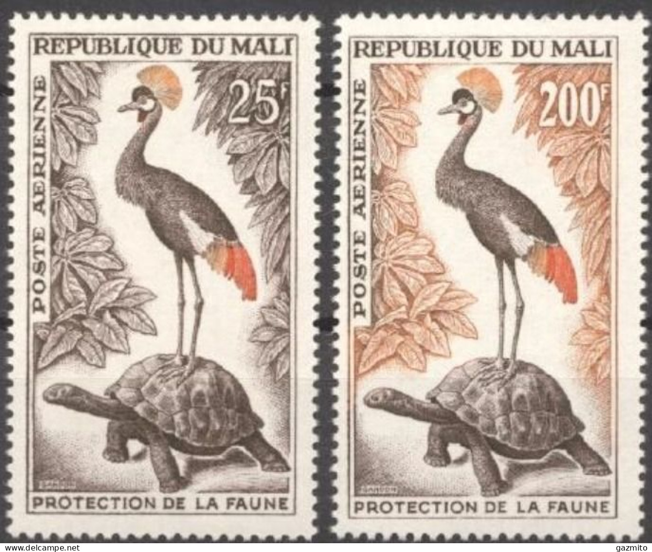 Mali 1963, Ibis And Turtle, 2val - Grues Et Gruiformes