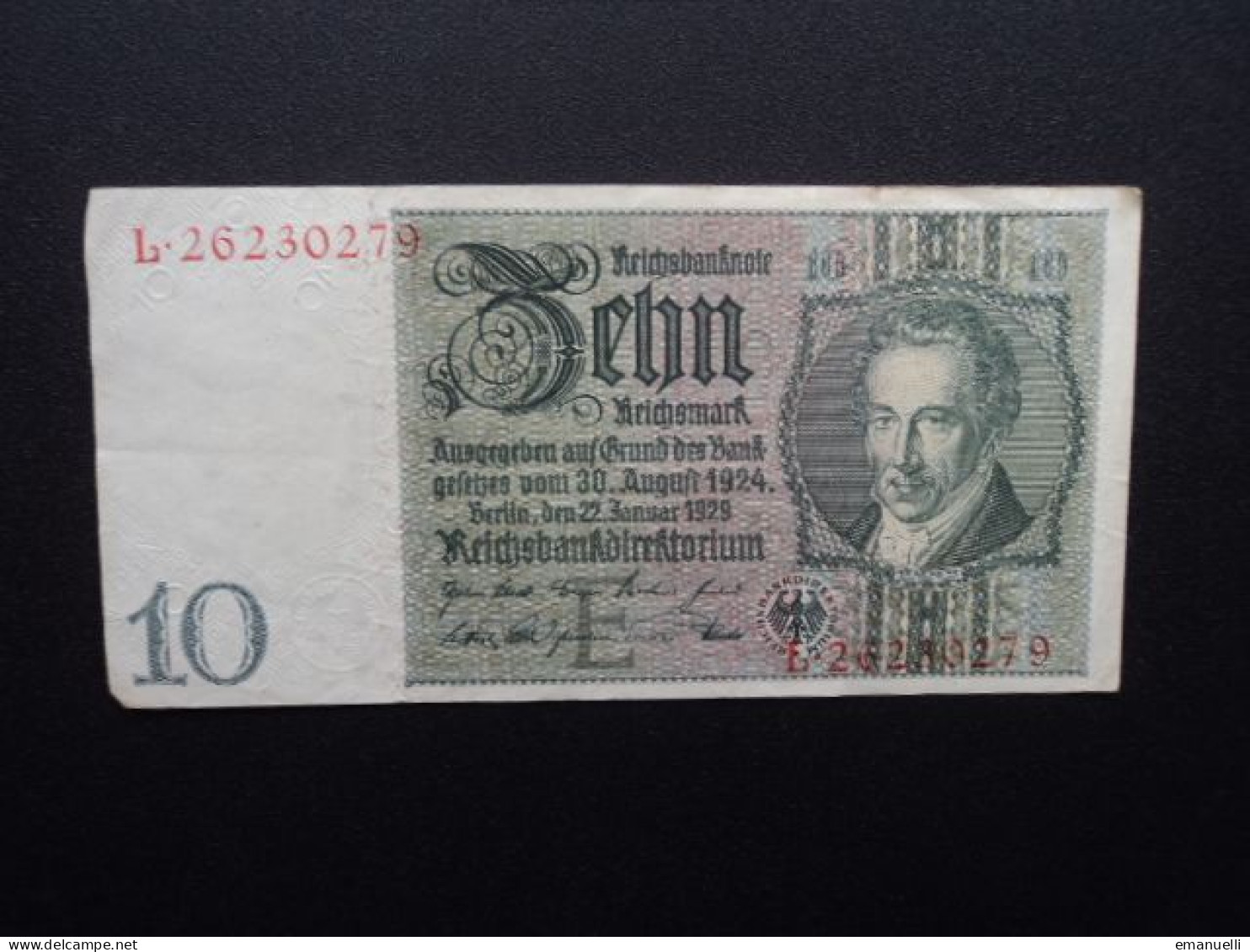 ALLEMAGNE : 10 REICHSMARK   22.1.1929 (1941-1942)    C.A. 173b, *  / P 180a Bis Ou B Et B Devient C)   TTB+ ** - 10 Reichsmark