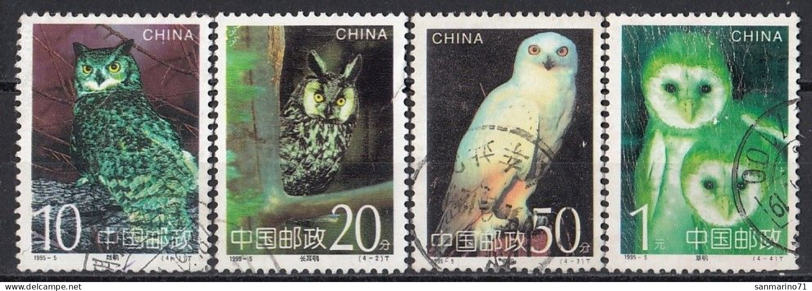 CHINA 2596-2599,used,owls - Gebruikt