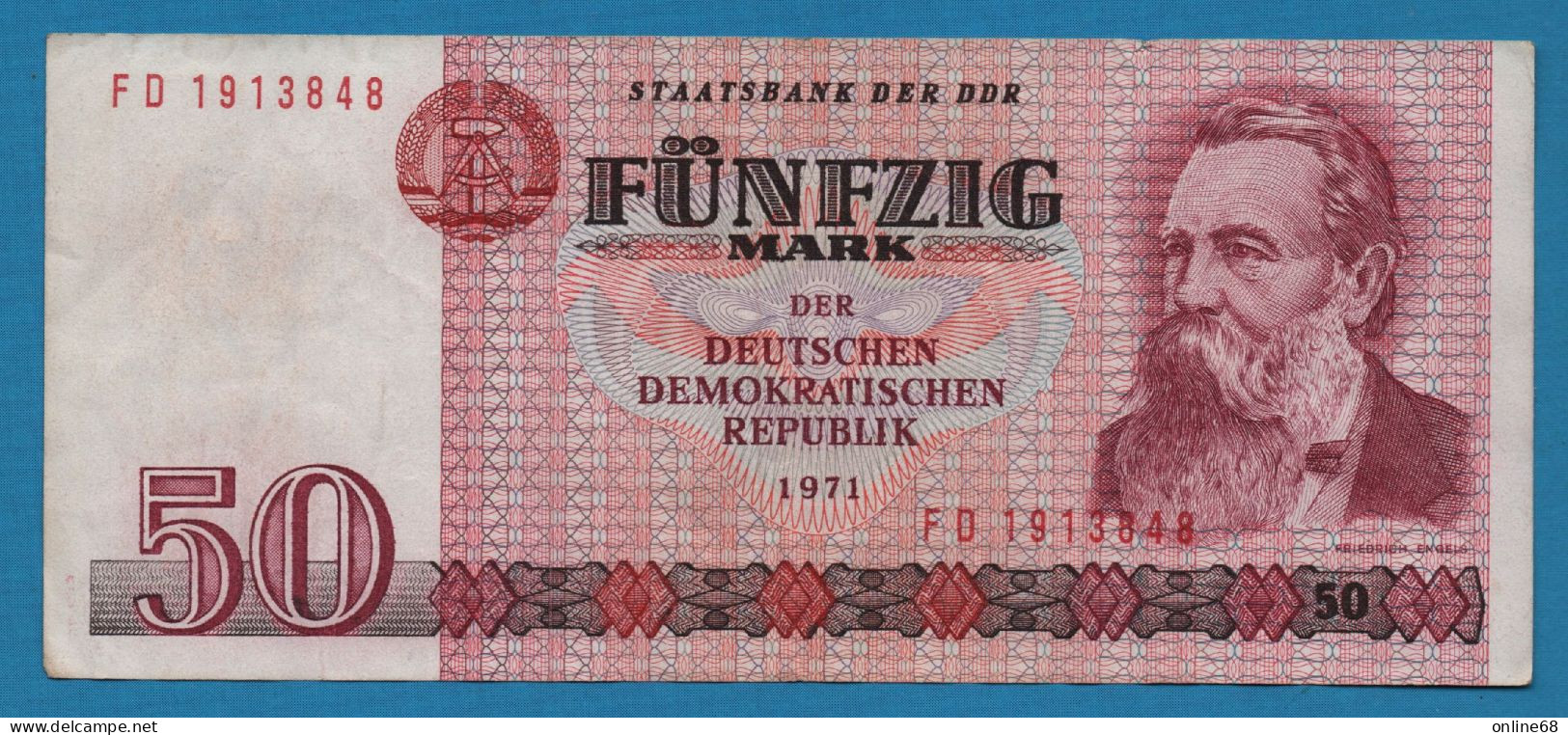 DDR RDA 50 MARK 1971 # FD1913848 P# 30b Friedrich Engels - 5 Reichsmark