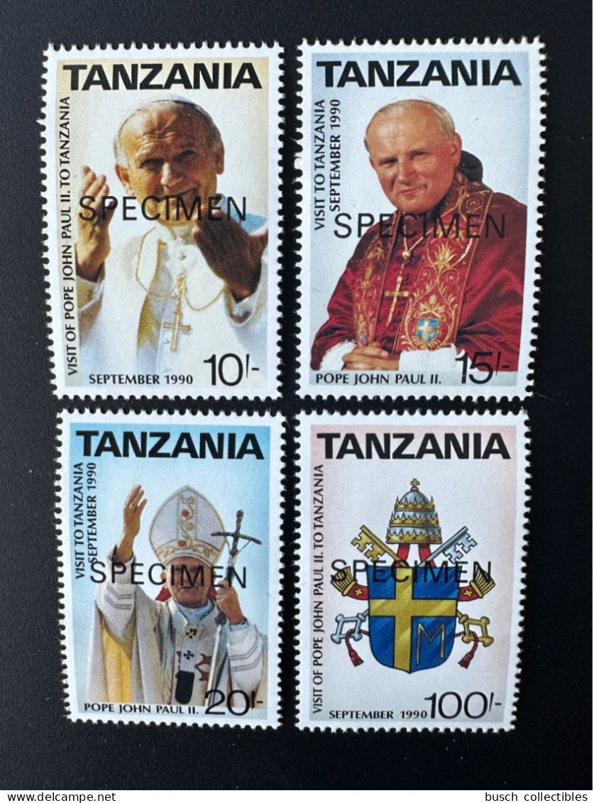 Tanzania 1990 Mi. 694 - 697 SPECIMEN Pape Jean-Paul II Papst Johannes Paul Pope John Paul - Tanzania (1964-...)