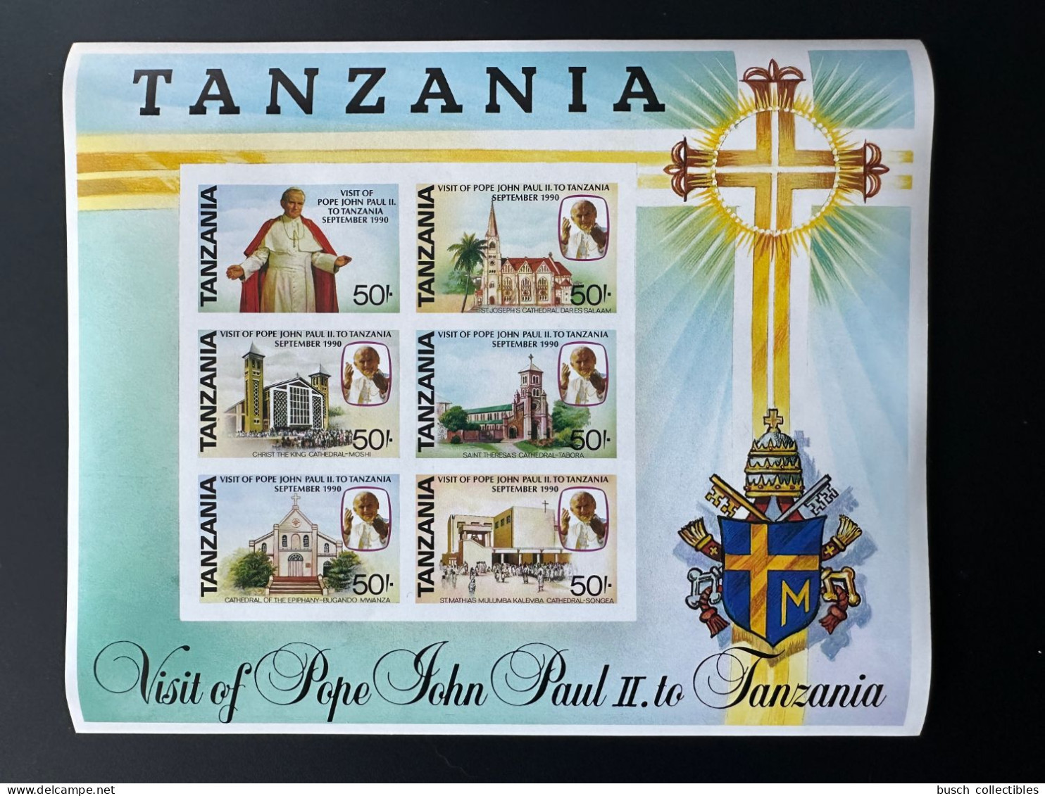 Tanzania 1990 Mi. Bl. 121 IMPERF ND Pape Jean-Paul II Papst Johannes Paul Pope John Paul - Tanzanie (1964-...)