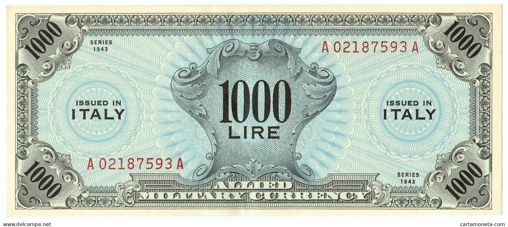 1000 LIRE OCCUPAZIONE AMERICANA IN ITALIA MONOLINGUA BEP 1943 SUP- - Occupazione Alleata Seconda Guerra Mondiale