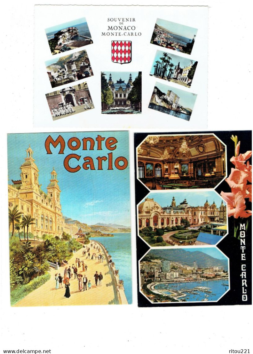 Lot 3 Cpm - Principauté De MONACO - Le Casino Musée Océanographique Stade Football Monte-Carlo - Glaïeul ILLUSTRATION - Exotische Tuin