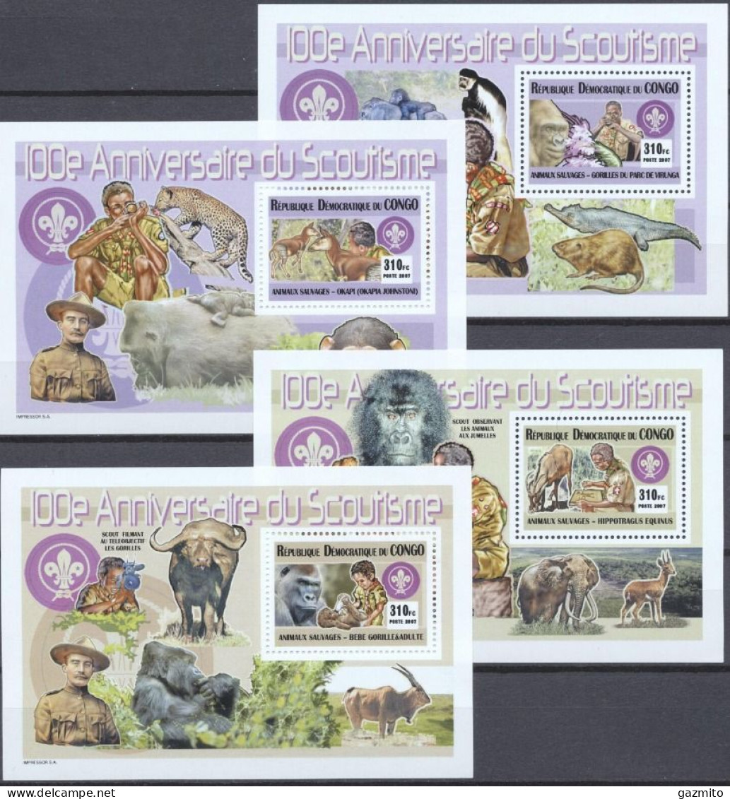 Congo Ex Zaire 2007, Scout, Gorilla, Oryx, 4BF - Mint/hinged