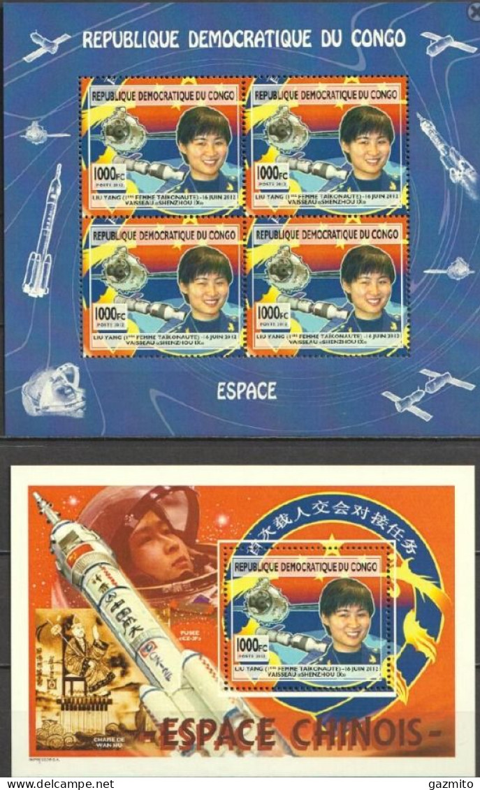 Congo Ex Zaire 2013, Space, Chinese Cosmonauts, 4val In BF +BF - Mint/hinged