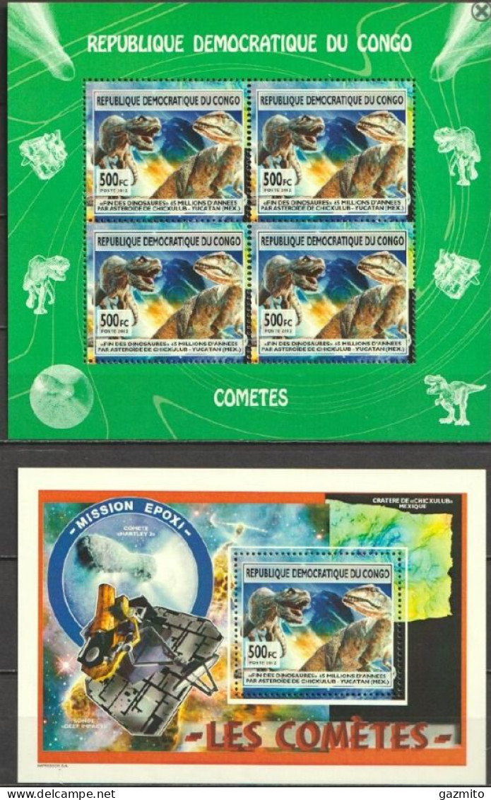 Congo Ex Zaire 2013, Space, Dinosaurs, Satellites, Comets, 4val In BF +BF IMPERFORATED - Mint/hinged