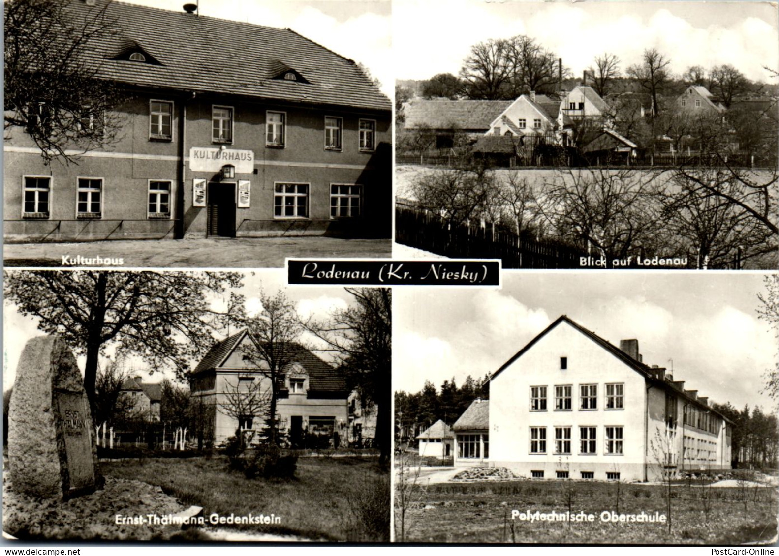 43871 - Deutschland - Lodenau , Kr. Niesky , Kulturhaus , Ernst Thälmann Gedenkstein , Polytechnische Oberschule - Niesky