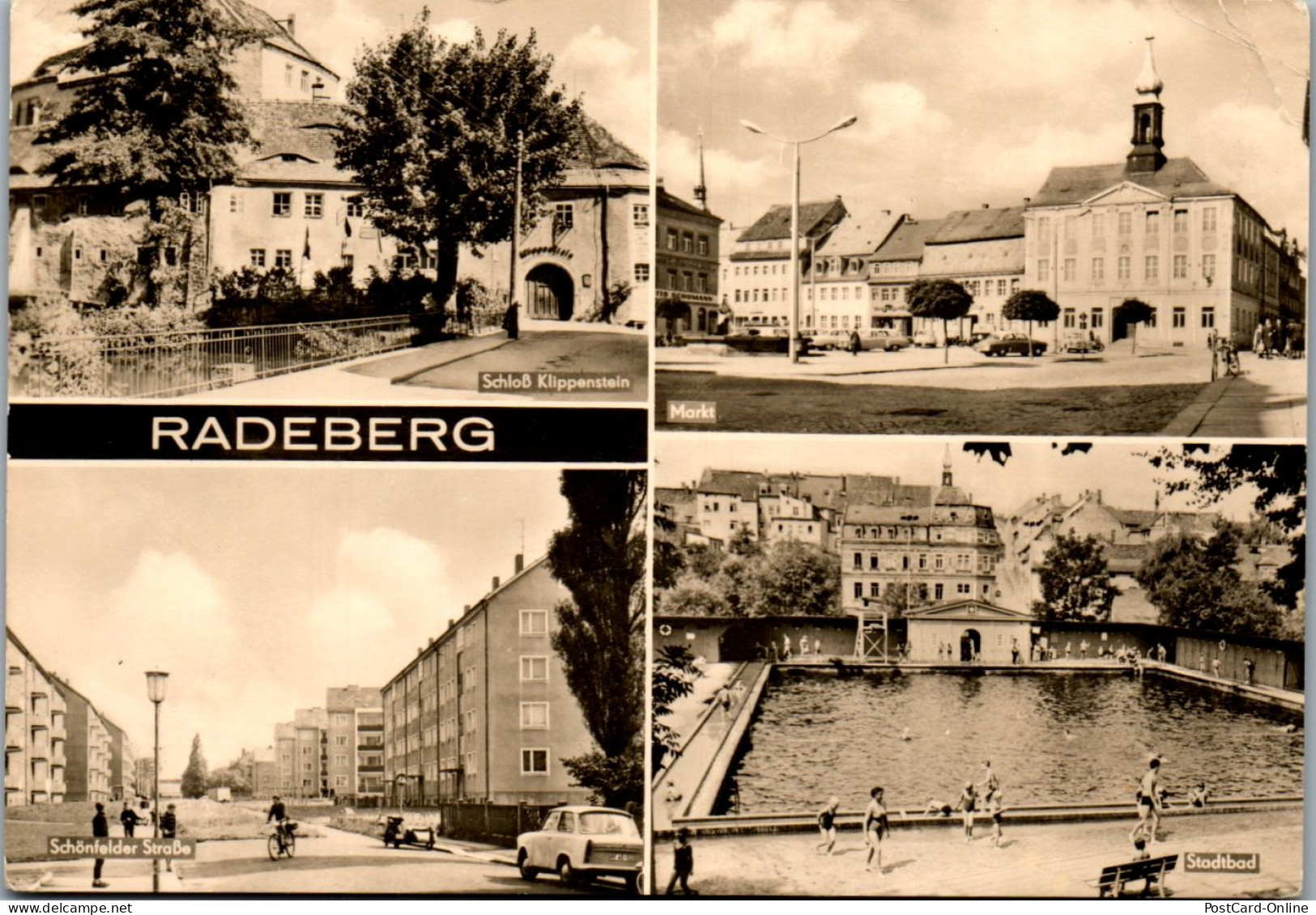 43870 - Deutschland - Radeberg , Stadtbad , Markt , Schönfelder Straße , Schloß Klippenstein - Gelaufen  - Radeberg