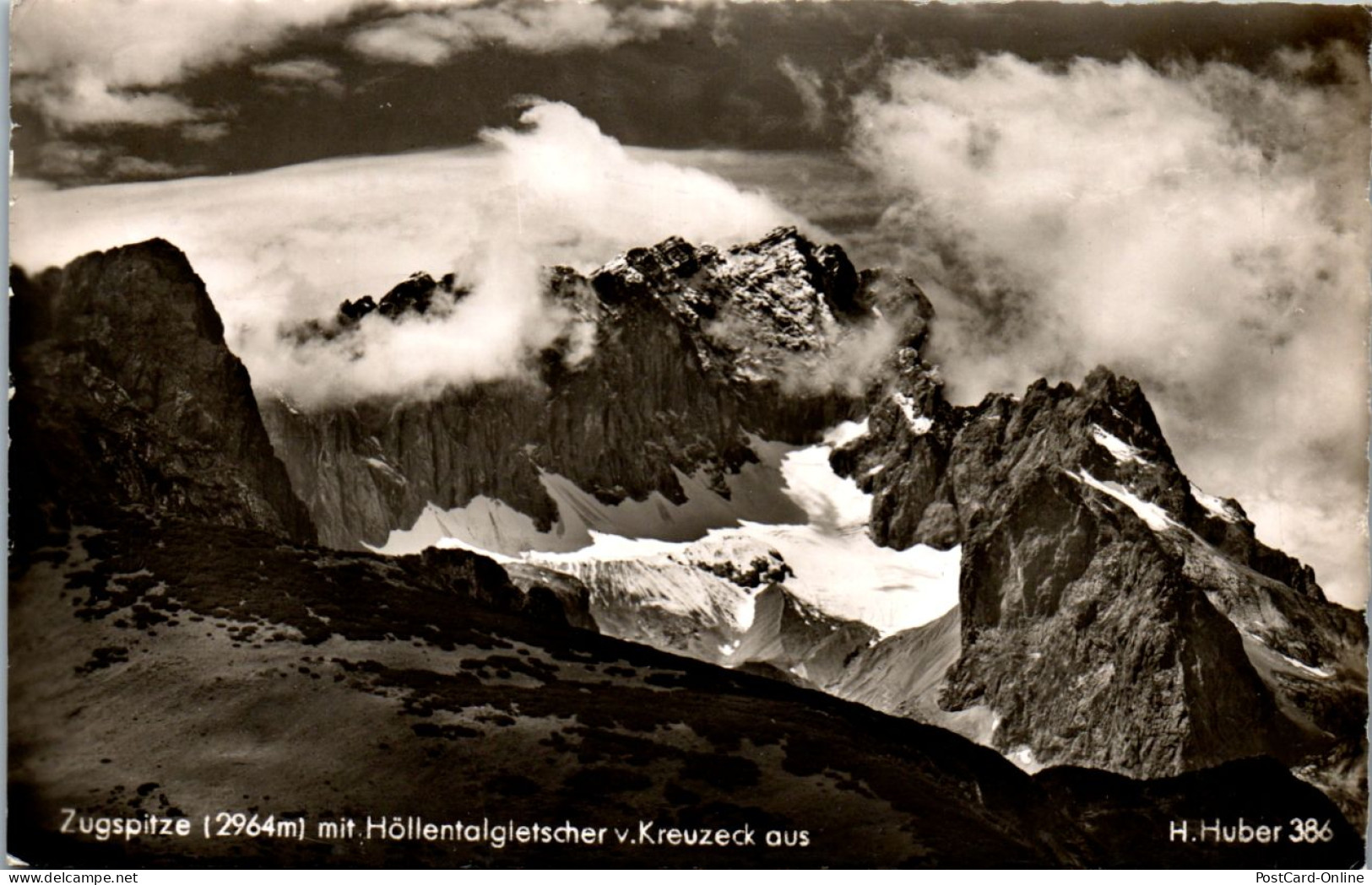 43811 - Deutschland - Zugspitze , Mit Höllentalgletscher V. Kreuzeck Aus - Gelaufen 1956 - Zugspitze