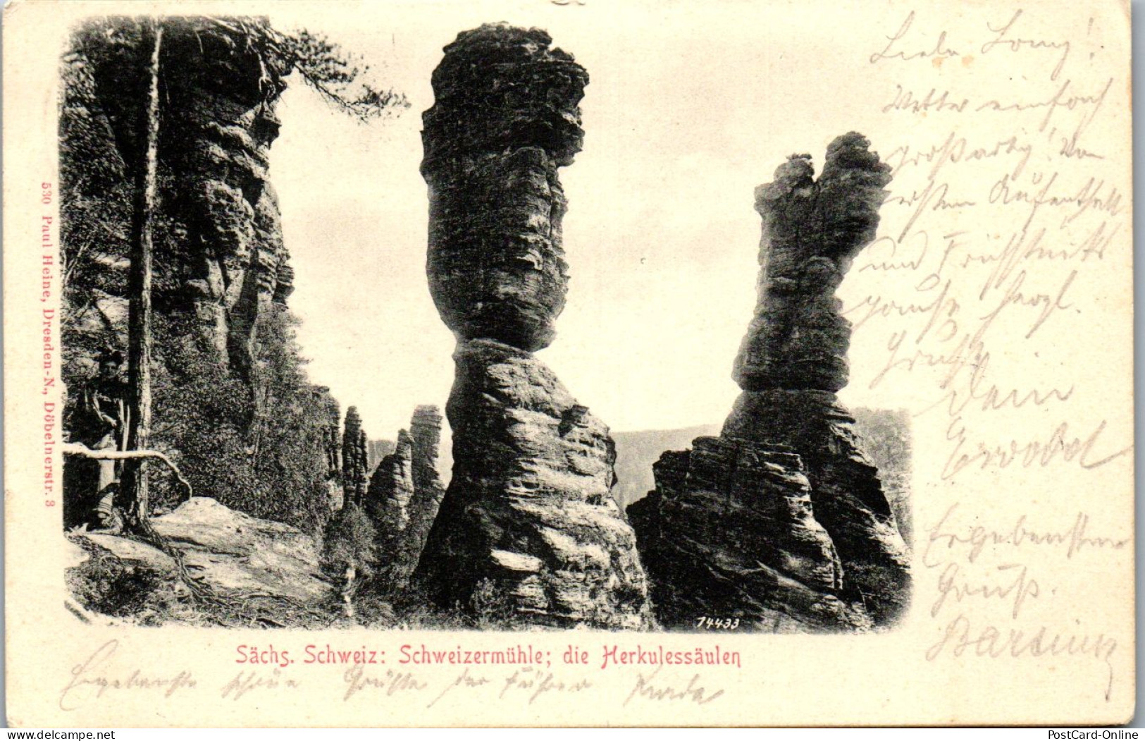 43517 - Deutschland - Schweizermühle , Herkulessäule , Sächsische Schweiz - Gelaufen 1902 - Rosenthal-Bielatal