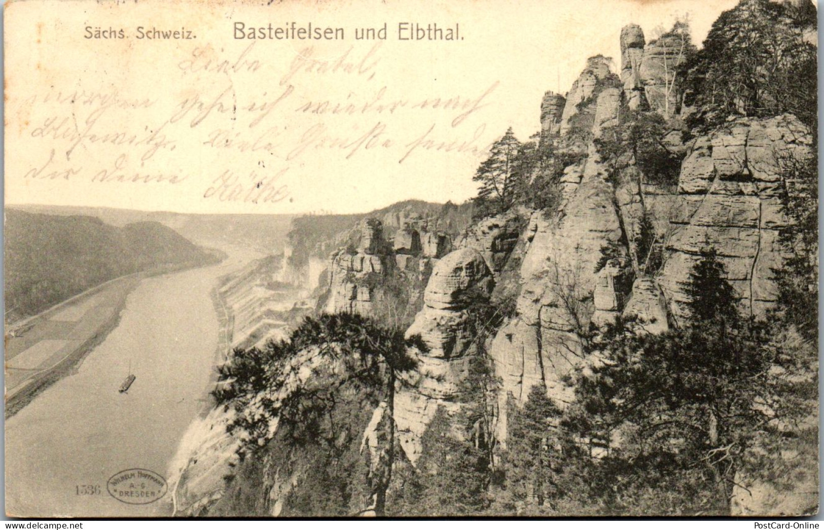43506 - Deutschland - Bastei , Basteifelsen Und Elbtal , Sächsische Schweiz - Gelaufen 1903 - Bastei (sächs. Schweiz)