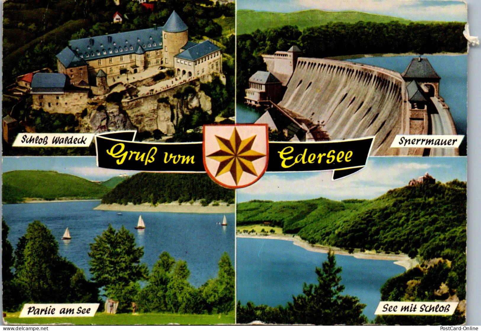 44283 - Deutschland - Edersee , Partie Am See , See Mit Schloß , Sperrmauer , Mehrbildkarte - Gelaufen  - Edersee (Waldeck)