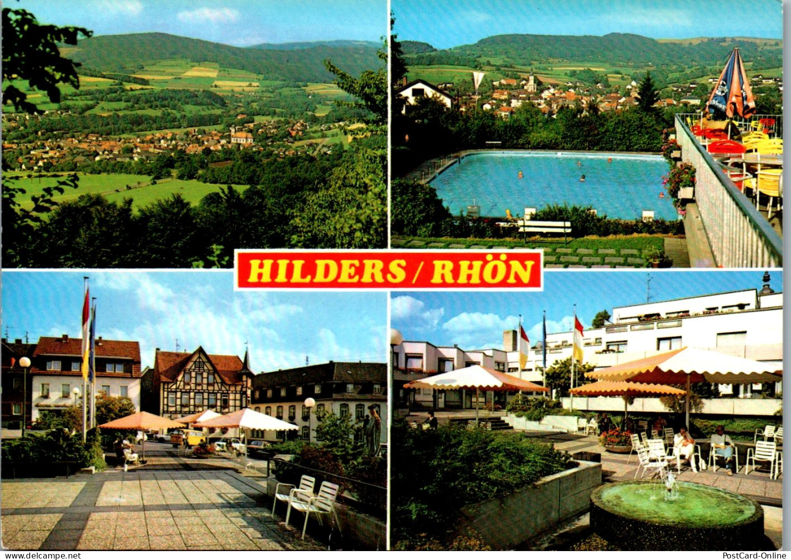 44310 - Deutschland - Hilders , Rhön , Im Ulstertal , Mehrbildkarte , Schwimmbad , Markt - Gelaufen 1985 - Hilders