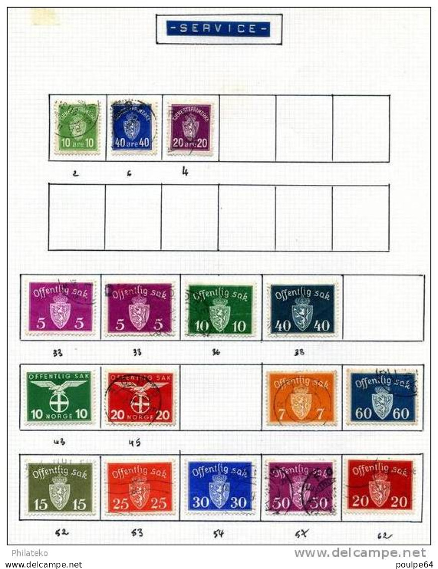 36 Timbres Aviation + Service + Taxe De Norvège - Oficiales