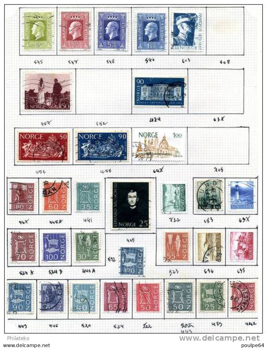 32 Timbres De Norvège - Used Stamps
