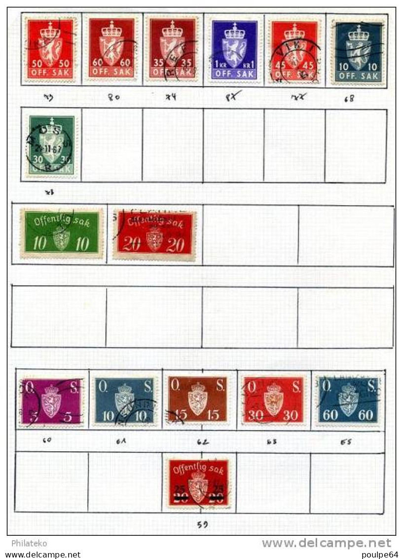 36 Timbres Aviation + Service + Taxe De Norvège - Officials