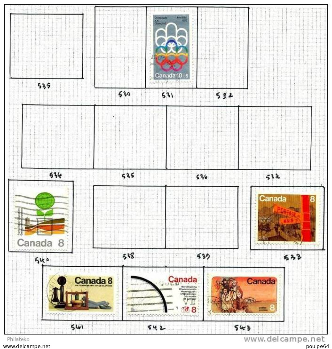 6 Timbres Du Canada - Gebruikt