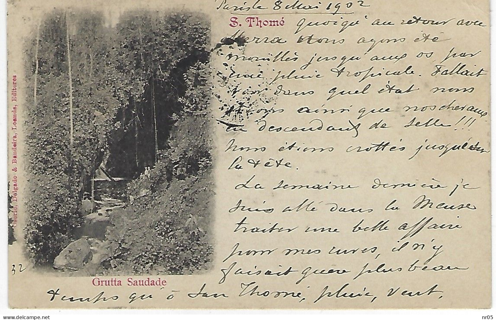 S. THOME ( Afrique ) - Grutta Saudade ( Timbre Mouchon 1902 Pionniere ) - Santo Tomé Y Príncipe