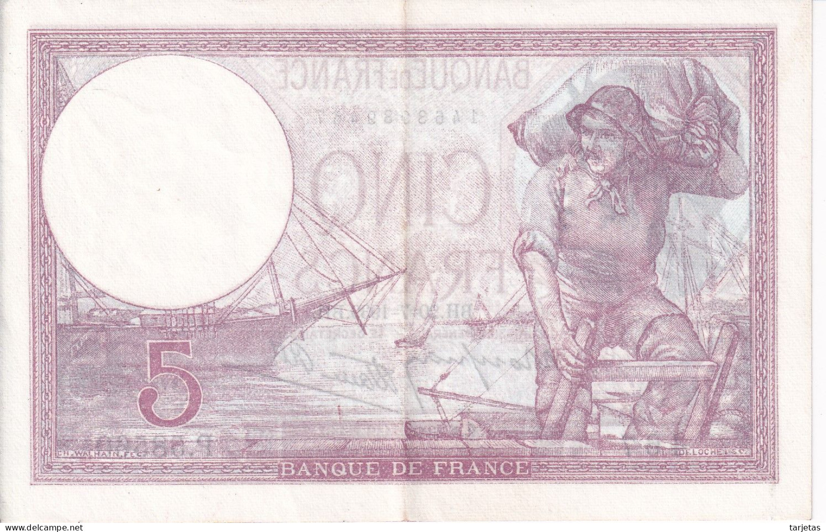 BILLETE DE FRANCIA DE 5 FRANCS DEL 20-7-1939 VIOLET EN CALIDAD EBC (XF) (BANKNOTE) - 5 F 1917-1940 ''Violet''