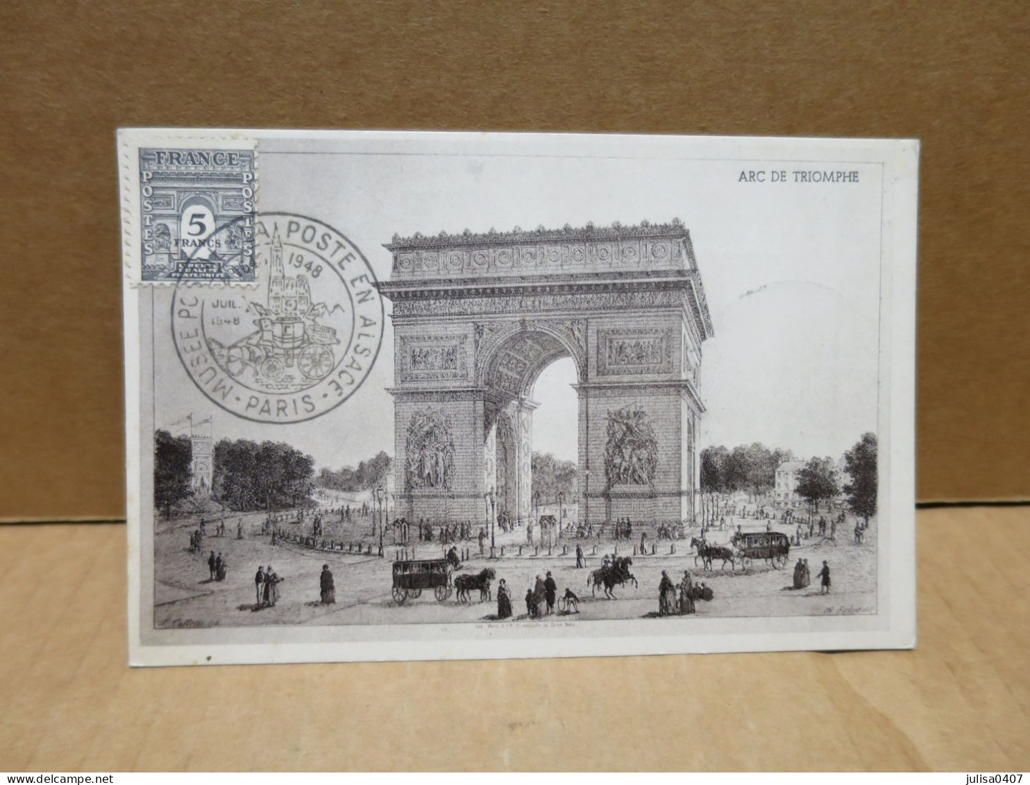 PARIS Arc De Triomphe Carte Maximum Musée Postal La Poste En Alsace 1948 - 1940-1949