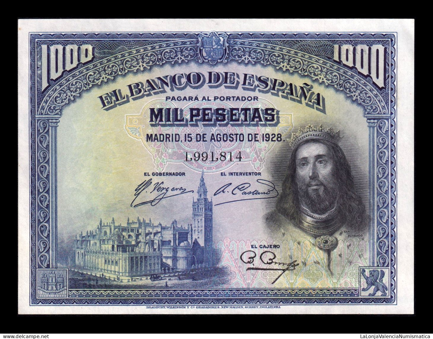 España Spain 1000 Pesetas San Fernando 1928 Pick 78 Sc Unc - 1000 Pesetas