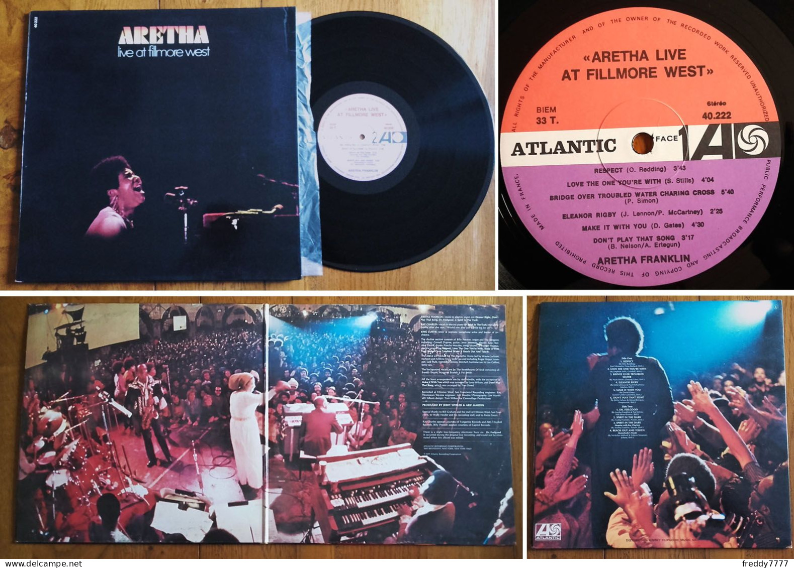 RARE French LP 33t RPM BIEM (12") ARETHA FRANKLIN «Live At Filmore West» (Eleanor Rigby / The Beatles, 1971) - Soul - R&B