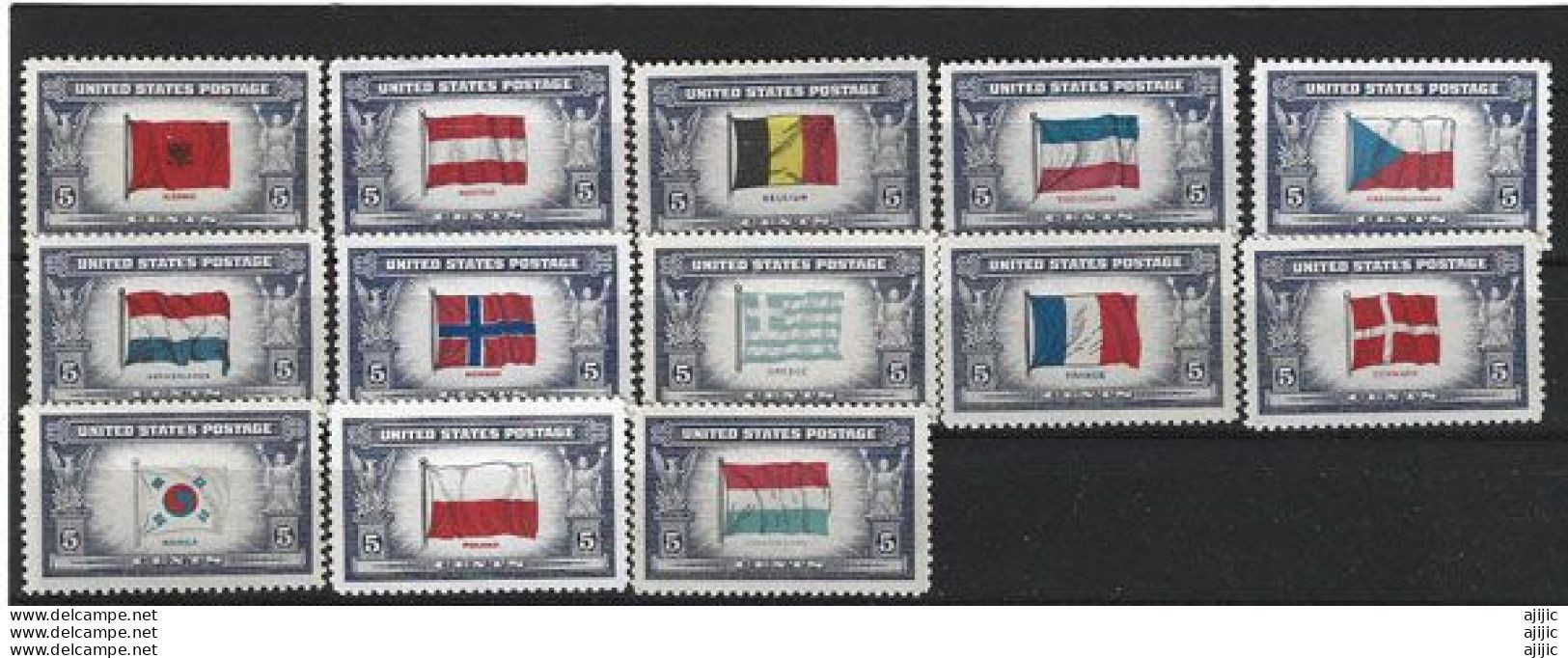 ETATS-UNIS.Drapeaux Des Pays Occupés Par L'AXE. Série Complète Yv.459/71. 13 Timbres Neufs ** - Ongebruikt