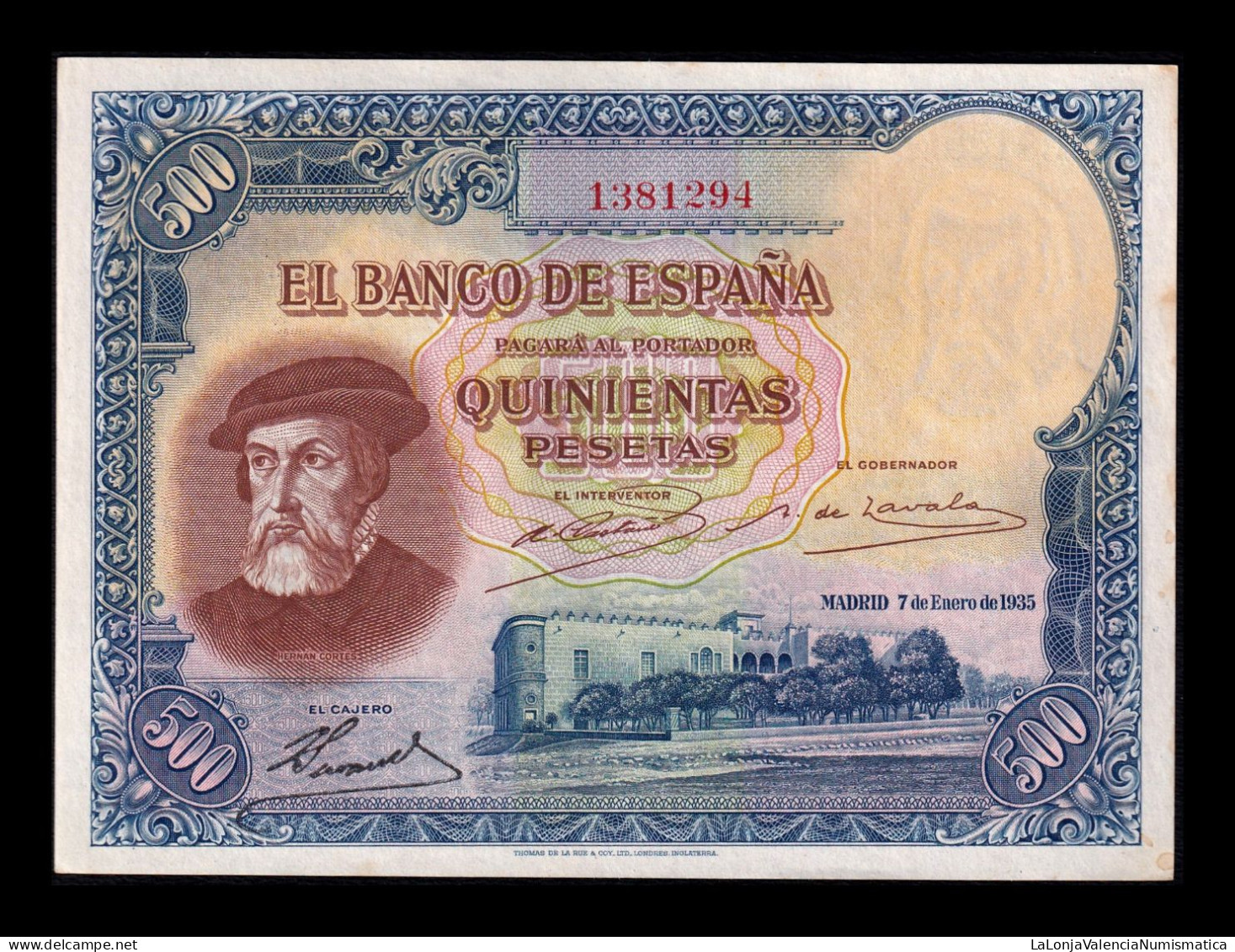 España Spain 500 Pesetas Hernán Cortez 1935 Pick 89 Ebc+ Xf+ - 500 Pesetas