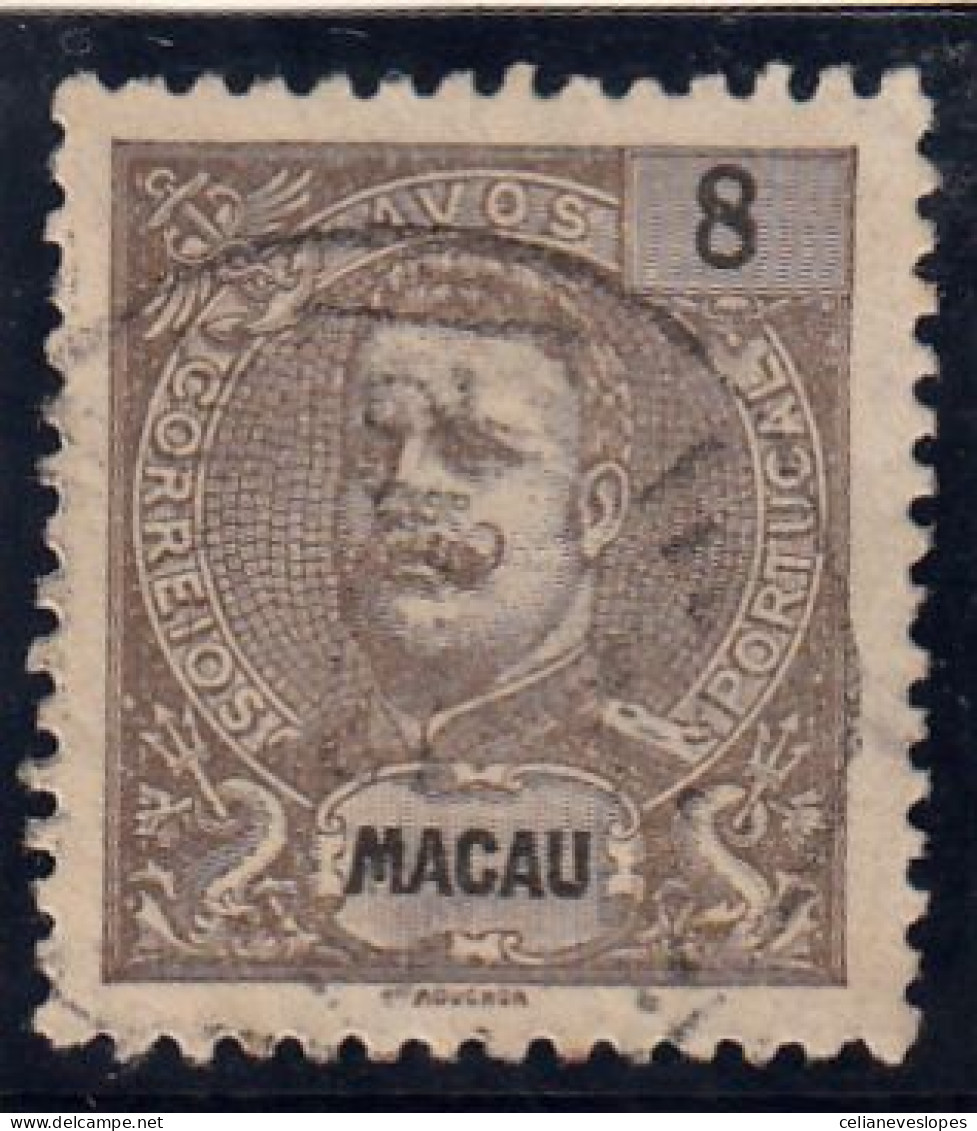 Macau, Macao, D. Carlos I, Novas Cores E Valores, 8 A. Castanho, 1903, Mundifil Nº 134 Used - Gebraucht