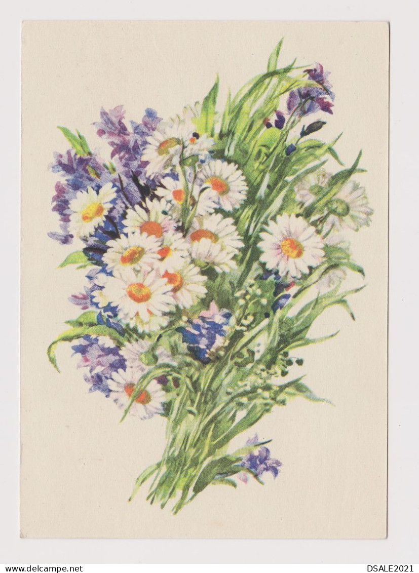 Soviet Union USSR Russia UdSSR URSS 1956 Postal Stationery Card PSC, Entier, Flowers By V. CHVOSTENKO (58756) - 1950-59