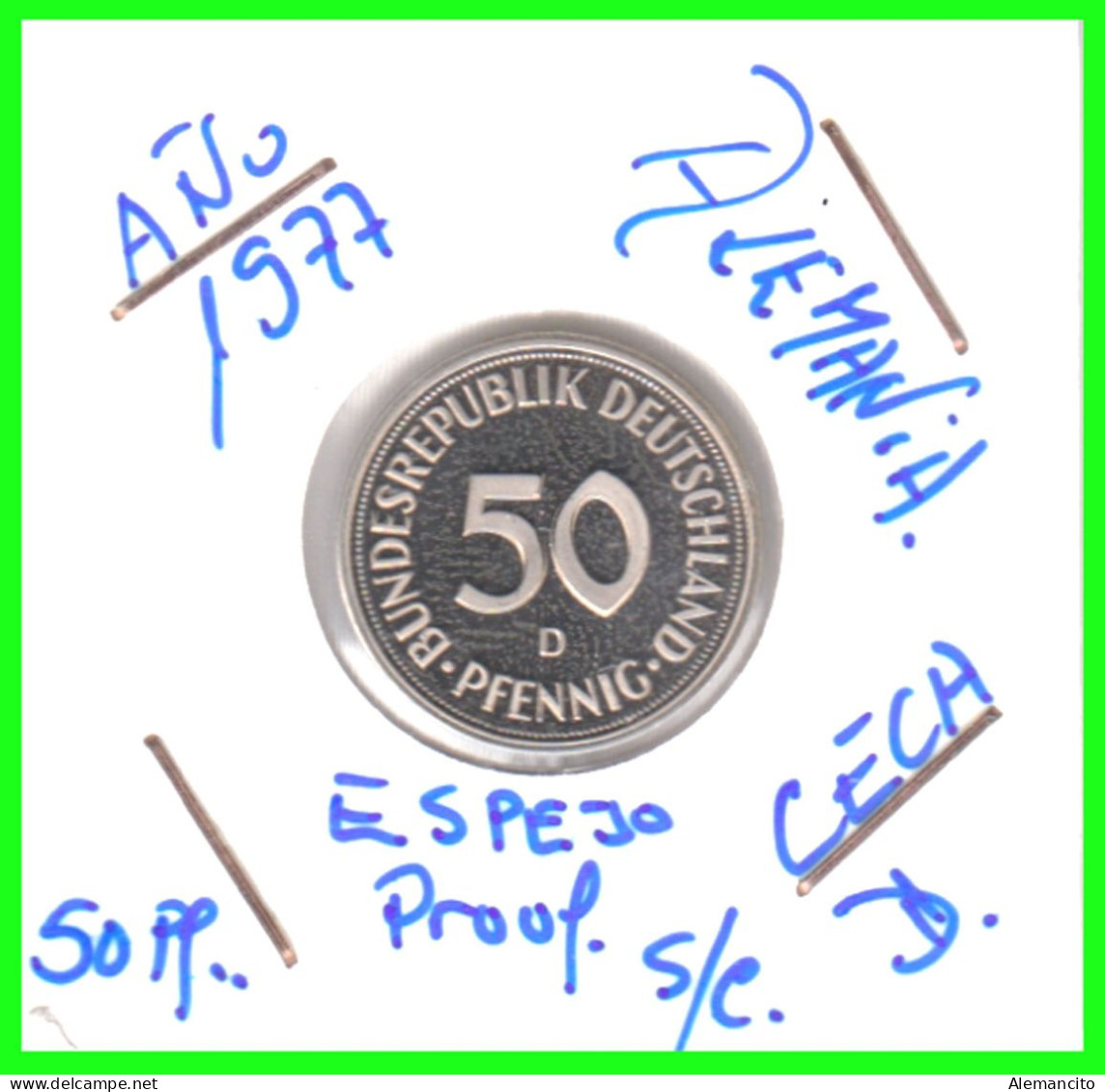 ALEMANIA -DEUTSCHLAND - GERMANY-MONEDA DE LA REPUBLICA FEDERAL DE ALEMANIA DE 50 Pfn. - DEL AÑO 1977 CECA - D - MUNICH - 50 Pfennig