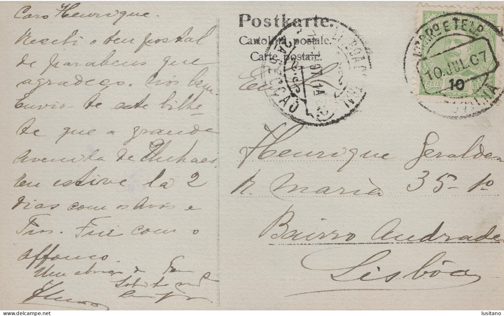 UNHAES UNHAIS DA SERRA - AVENIDA - COVILHA Selo Stamp 1907 - Serra Da Estrela - PORTUGAL - Castelo Branco