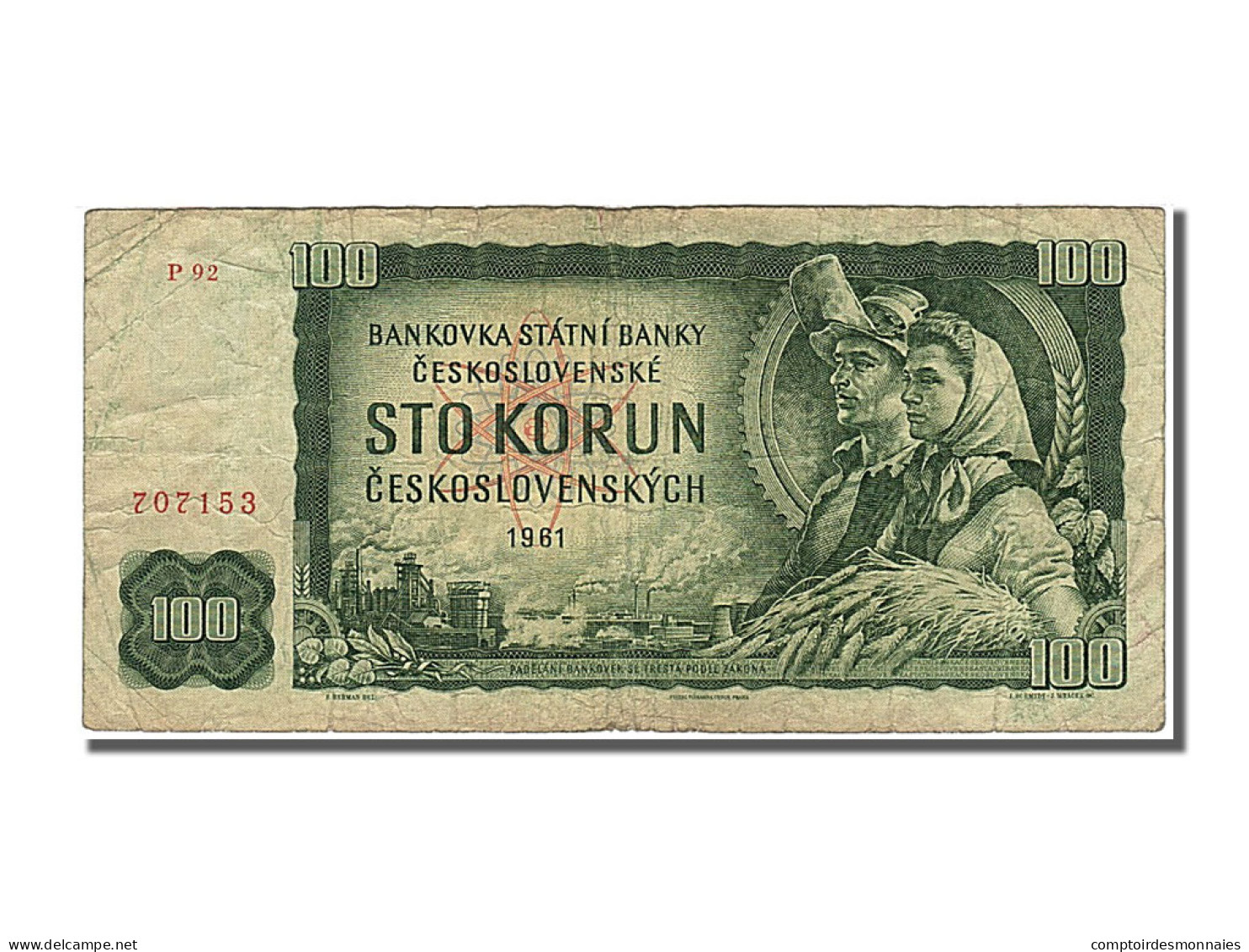 Billet, Tchécoslovaquie, 100 Korun, 1961, TTB - Czechoslovakia