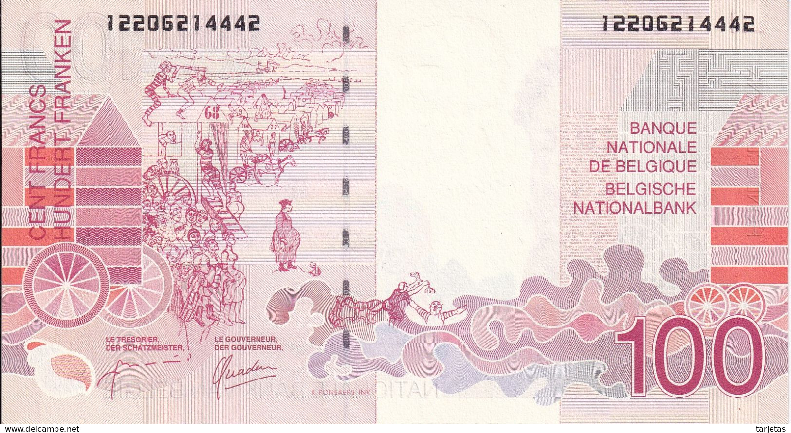 BILLETE DE BELGICA DE 100 FRANCS DEL AÑO 1995 SIN CIRCULAR (UNC) (BANK NOTE) - 100 Francos