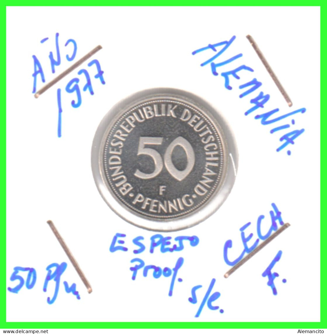 ALEMANIA -DEUTSCHLAND - GERMANY-MONEDA DE LA REPUBLICA FEDERAL DE ALEMANIA DE 50 Pfn. - DEL AÑO 1977 CECA-D-STUTTGART - 50 Pfennig