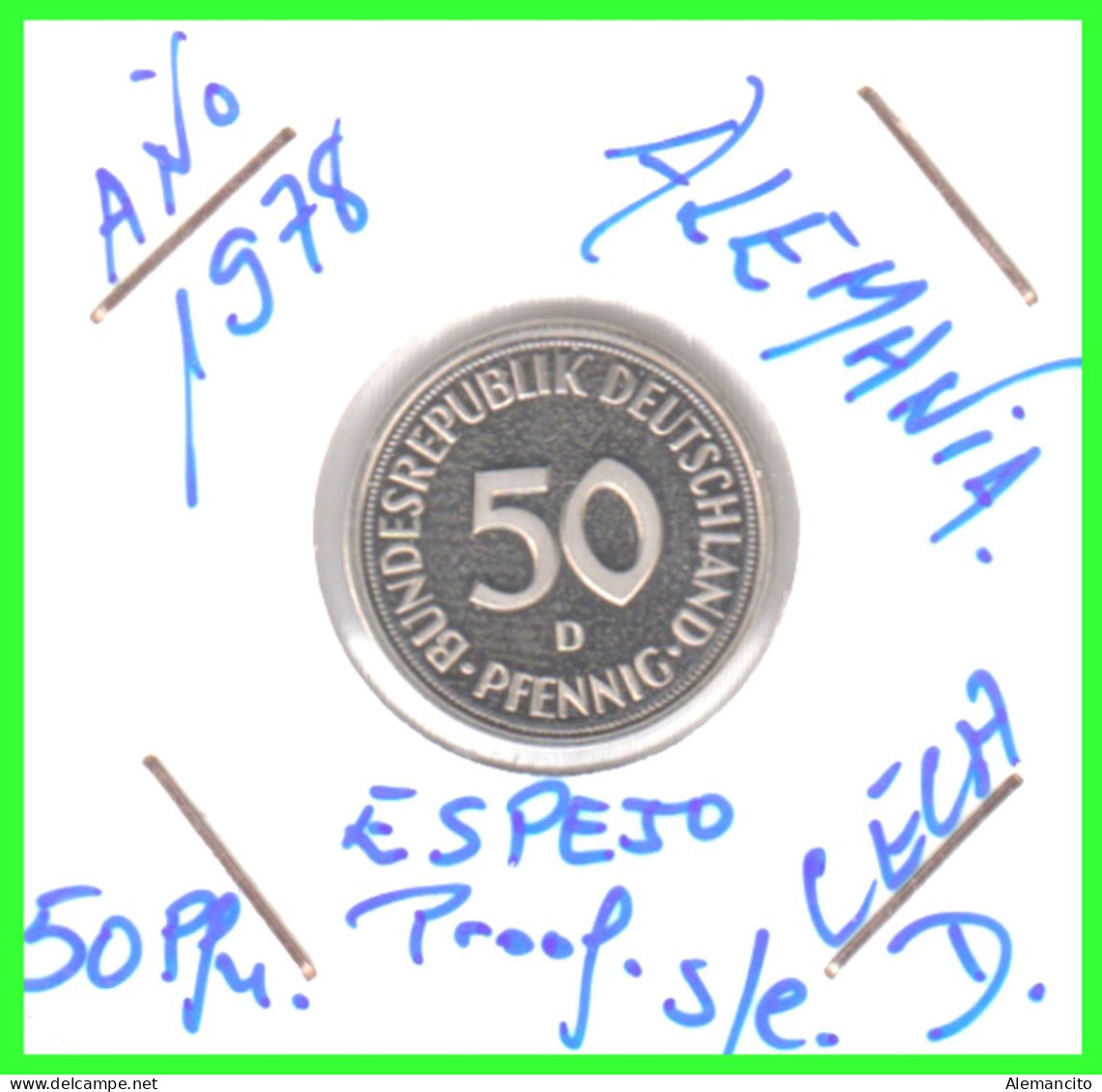 ALEMANIA -DEUTSCHLAND - GERMANY-MONEDA DE LA REPUBLICA FEDERAL DE ALEMANIA DE 50 Pfn. - DEL AÑO 1978 CECA-D-STTUCART - 50 Pfennig