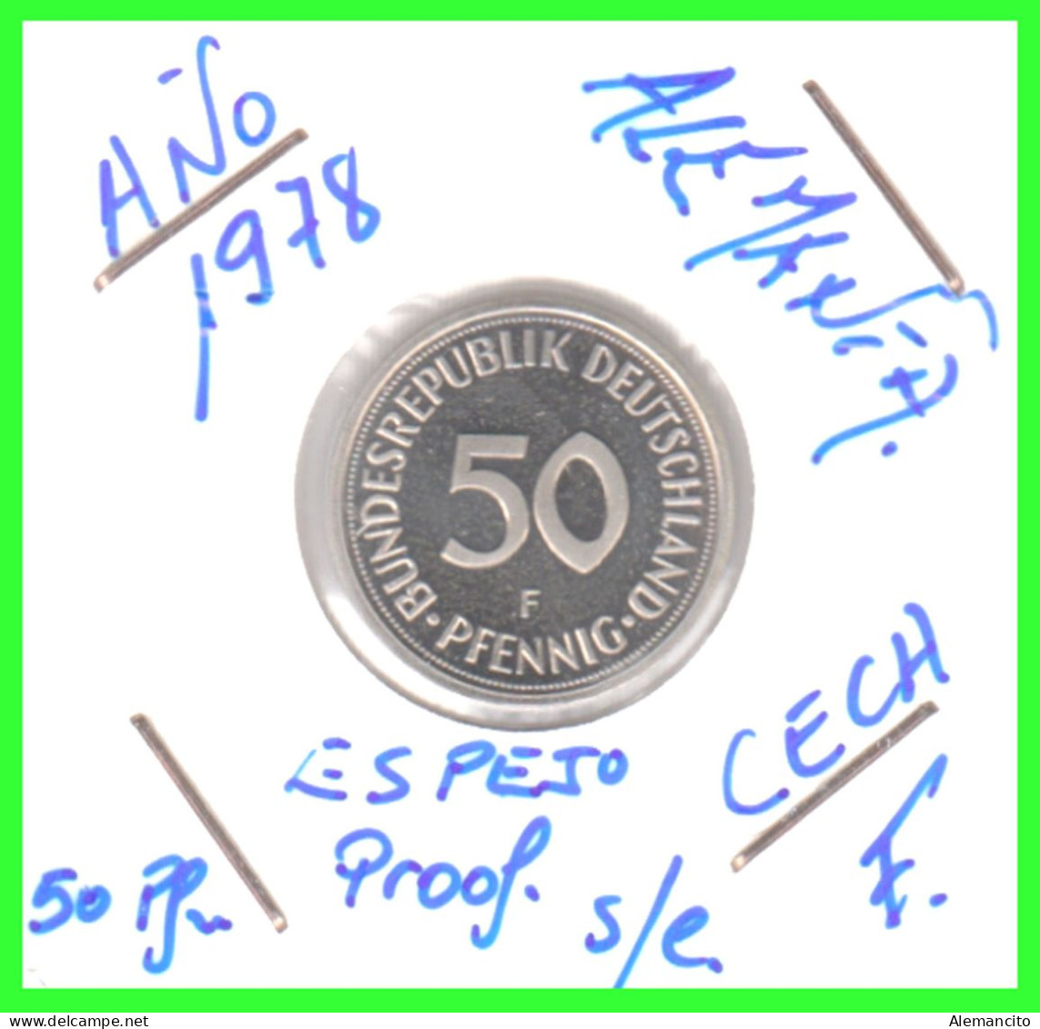 ALEMANIA -DEUTSCHLAND - GERMANY-MONEDA DE LA REPUBLICA FEDERAL DE ALEMANIA DE 50 Pfn. - DEL AÑO 1978 CECA - F - STTUCART - 50 Pfennig