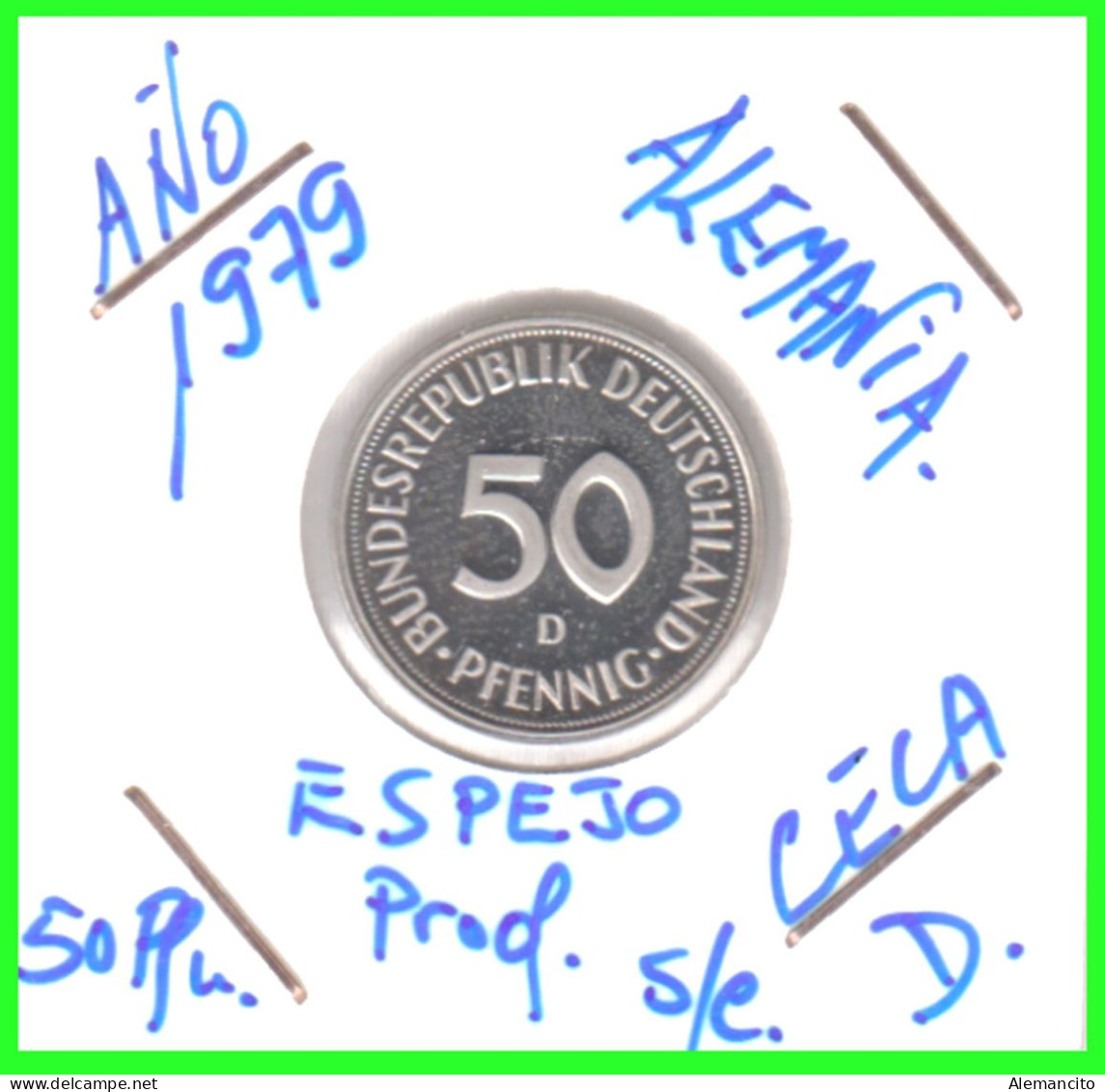 ALEMANIA -DEUTSCHLAND - GERMANY-MONEDA DE LA REPUBLICA FEDERAL DE ALEMANIA DE 50 Pfn. - DEL AÑO 1979 CECA - D - MUNICH - 50 Pfennig