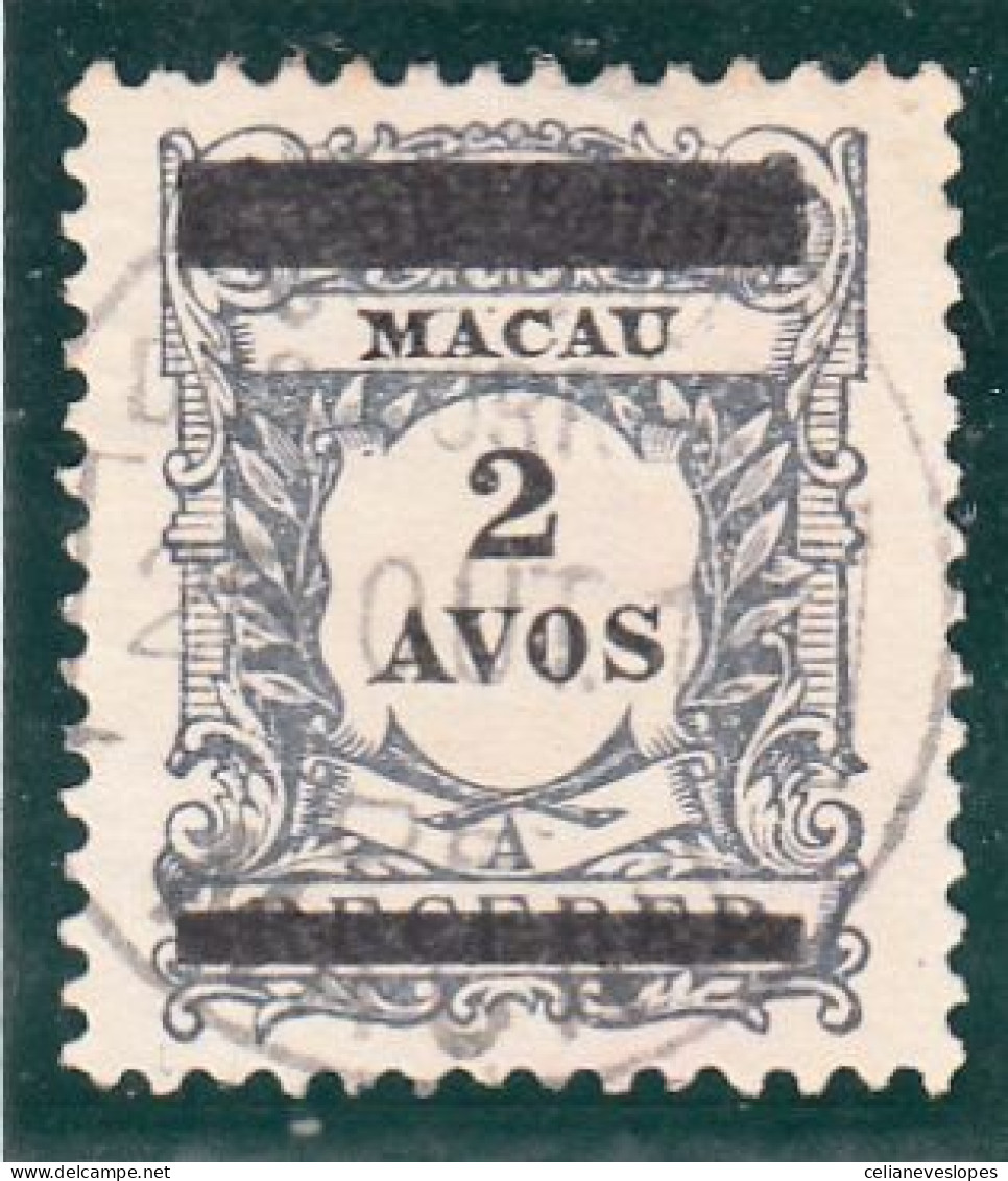 Macau, Macao, Selos De Porteado Com Sobrecarga, 2 A. Ardósia, 1910, Mundifil Nº 143 Used - Usati