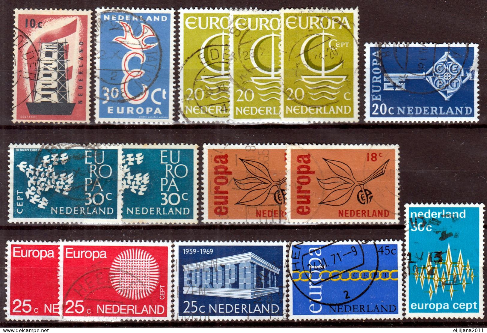 SALE !! 50 % OFF !! ⁕ Netherlands / Nederland 1956 - 1972 ⁕ Europa Cept Collection ⁕ 24v Used (some MNH) - Colecciones Completas