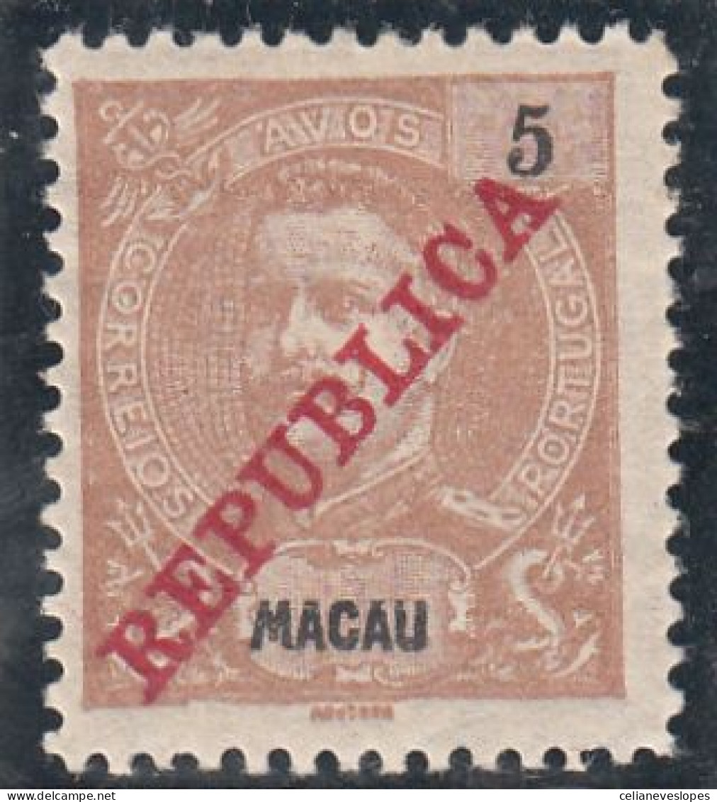 Macau, Macao, D. Carlos I Com Sob. Republica, 5 A. Castanho, 1911, Mundifil Nº 154 MH - Gebraucht