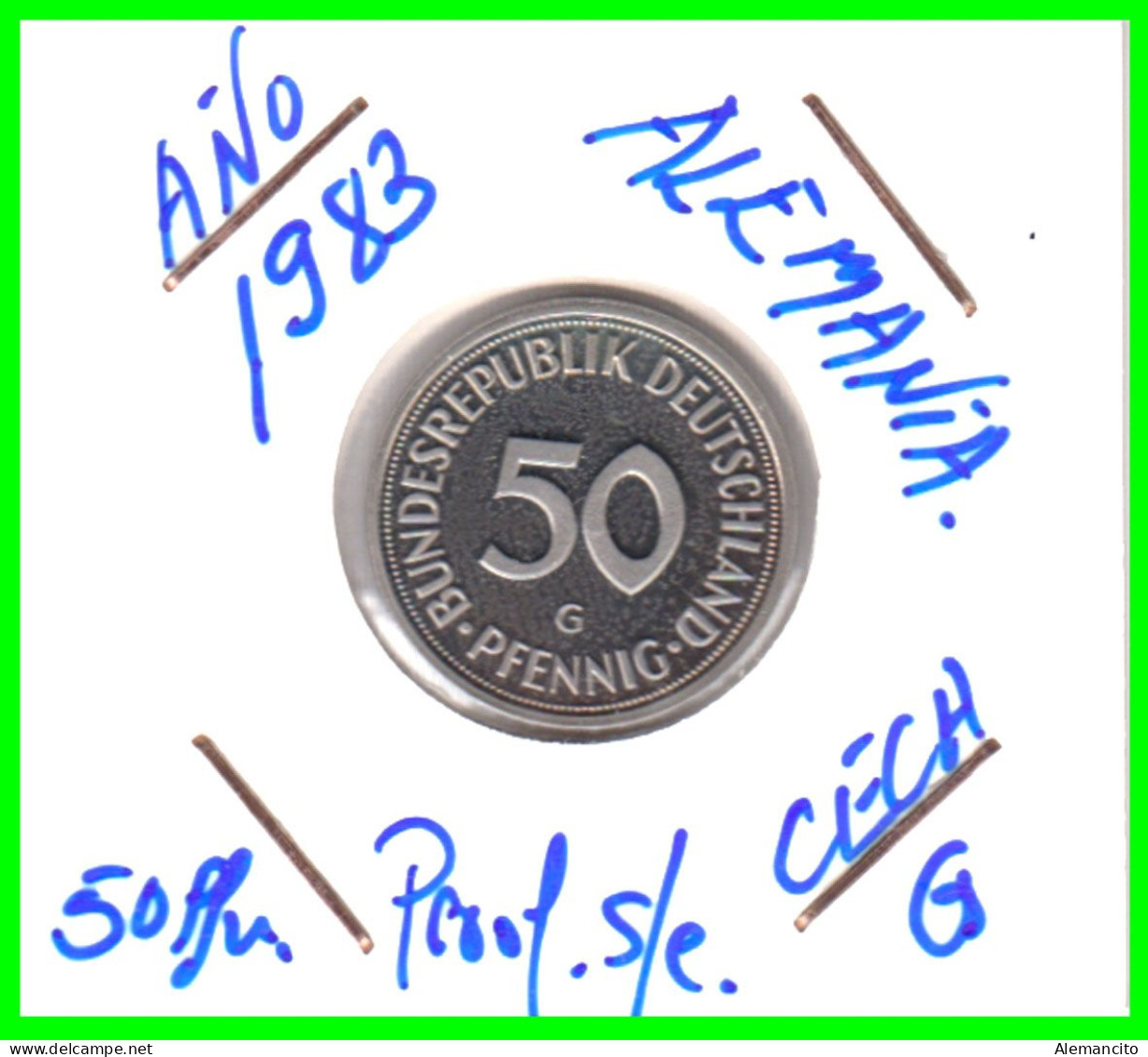 ALEMANIA -DEUTSCHLAND - GERMANY-MONEDA DE LA REPUBLICA FEDERAL DE ALEMANIA DE 50 Pfn. - DEL AÑO 1983-CECA- G - KARLRUHE - 50 Pfennig