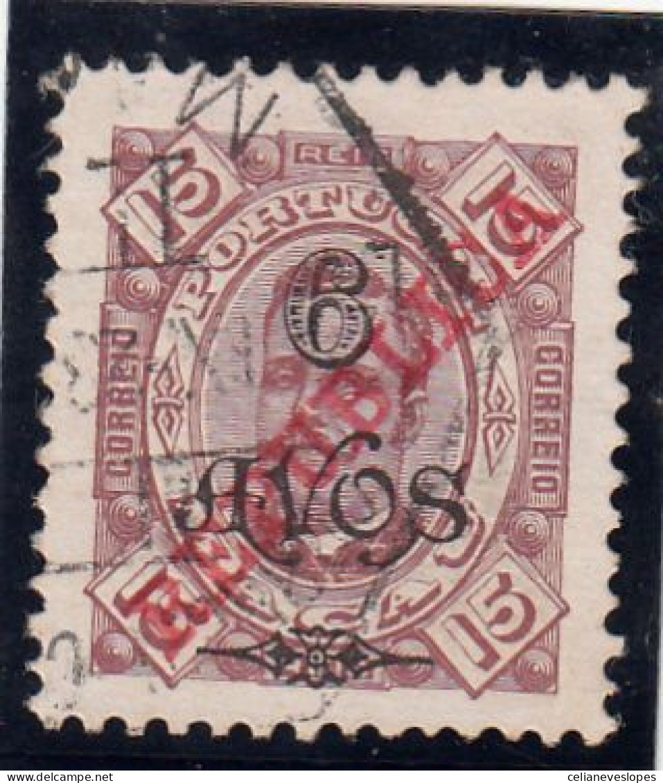 Macau, Macao, D. Luis I Com Sob. Republica, 6 A. S/ 15 R. Castanho, 1913, Mundifil Nº 173 Used - Gebraucht