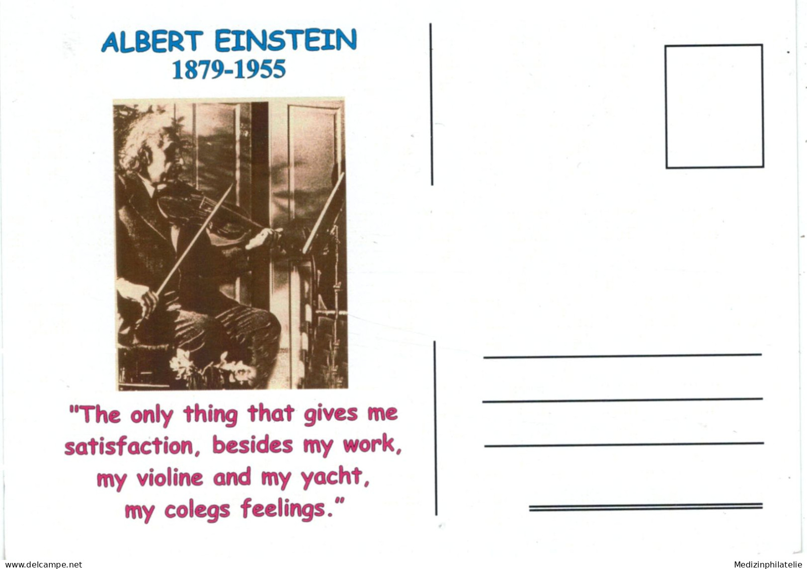 Albert Einstein Schweizerisch-US-amerikanischer Theoretischer Physiker - Postkarte - Geige Violine - Ungebraucht - Albert Einstein