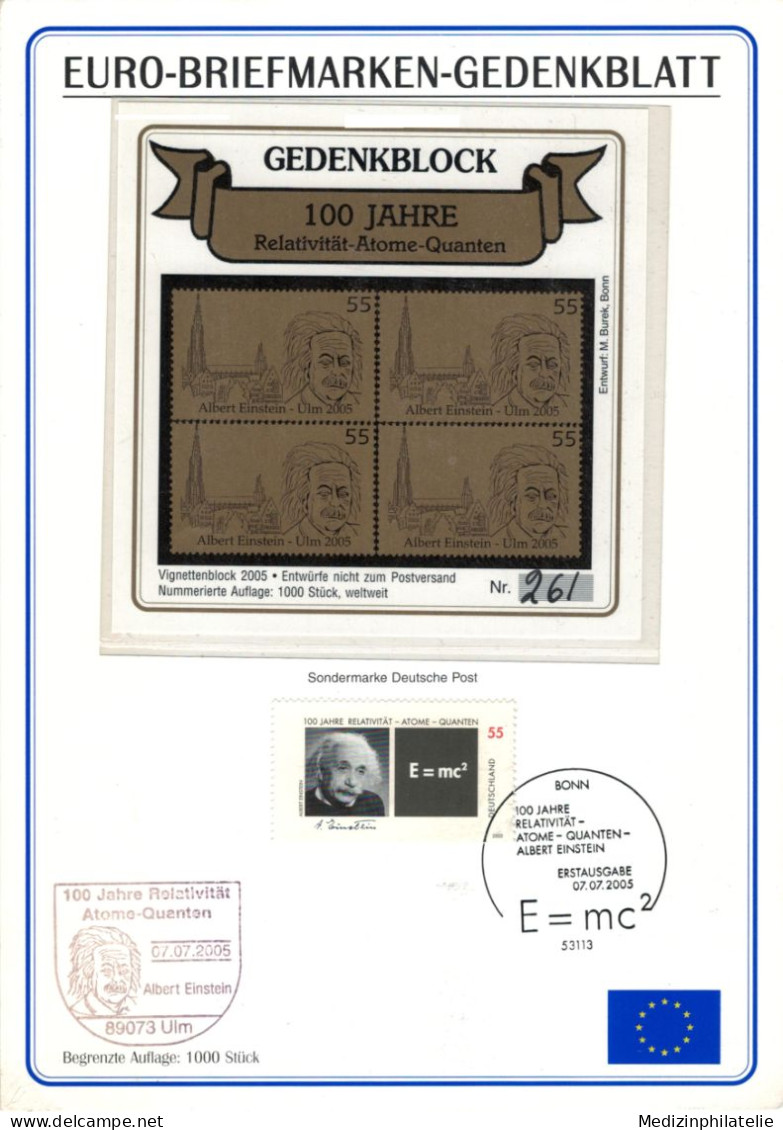 [A5] Albert Einstein Schweizerisch-US-amerikanischer Theoretischer Physiker - Vignettenblock Cinderella (1000 Stück) - Albert Einstein