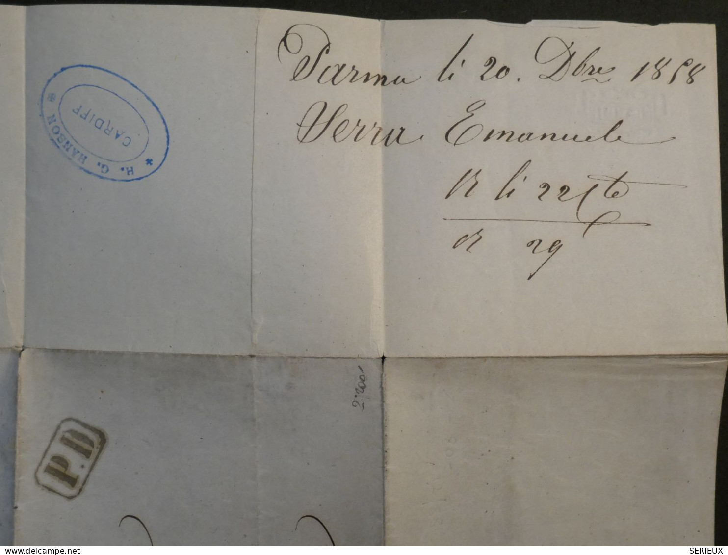 C PARMA ITALIA  BELLE LETTRE RARE SIGNEE DIENA 20 DEC. 1858 A TORINO + PAIRE PARFAITE DE  15C ROSE++AFF. PLAISANT++++ - Parma