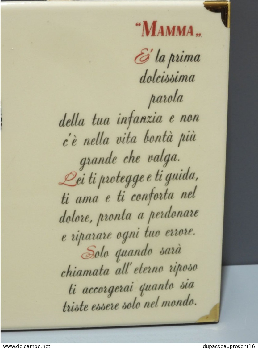 - 2 CARREAUX CERAMIQUE ITALIENNE 1 avec Poème MAMMA & petit Thermomètre Déco   E