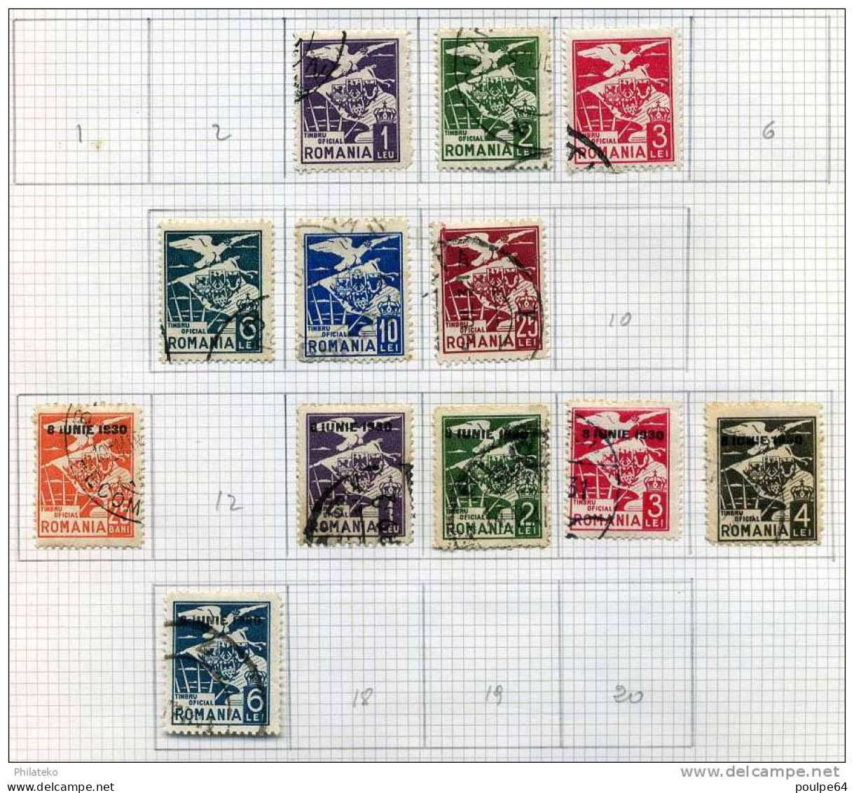 13 Timbres De Roumanie - Service - Servizio