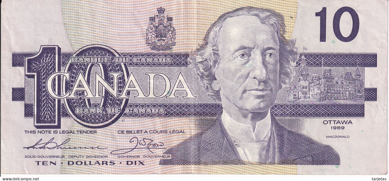 BILLETE DE CANADA DE 10 DOLLARS DEL AÑO 1989 (BANKNOTE) - Kanada